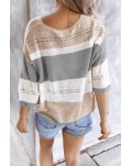 Gray Long Sleeve Loose Casual Knit Top